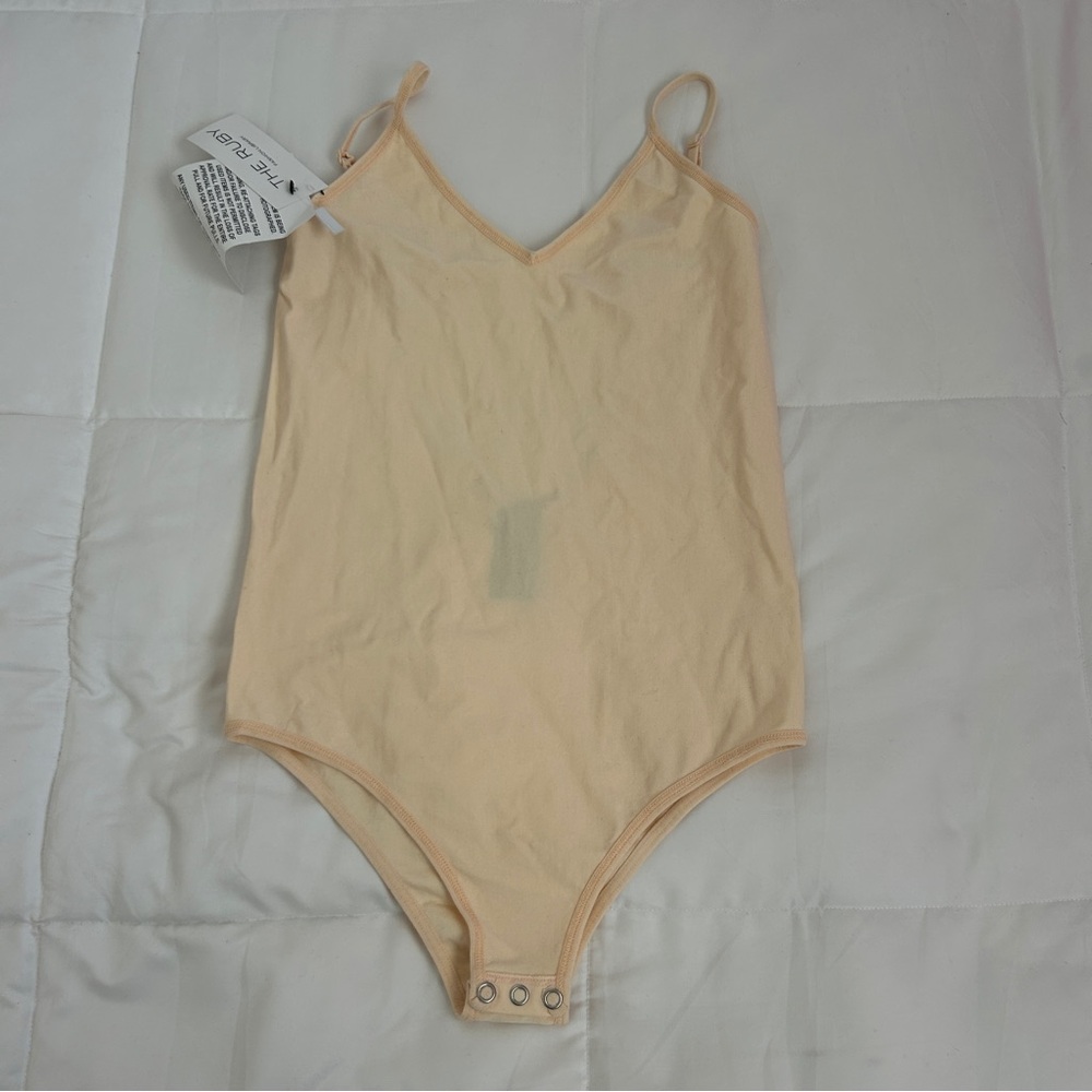 Dascha. Cream Tank One-Piece Bodysuit with Snap Closure